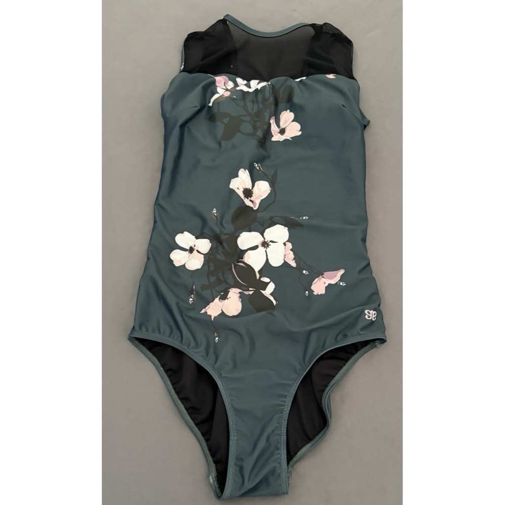 Albion The Maria Swimsuit Womens Small Green One Piece Orchid Sheer Shoulders - Picture 9 of 9